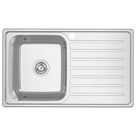 Abey EC Single Bowl Sink with Right Hand Drainer - 21.6L Bowl - SUS304 Stainless Steel - EC100L