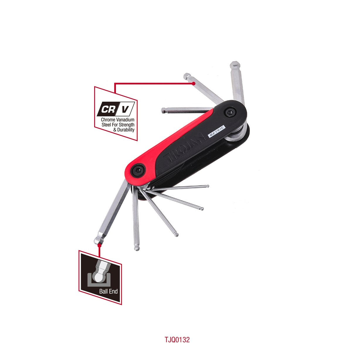 Trojan 8 Piece Metric Hex Key Set, CRV