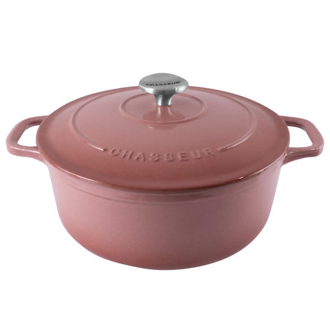 Chasseur 26cm 5L Round French Oven - Rosewood Pink Cast Iron, Oven Safe to 250°C - 19846