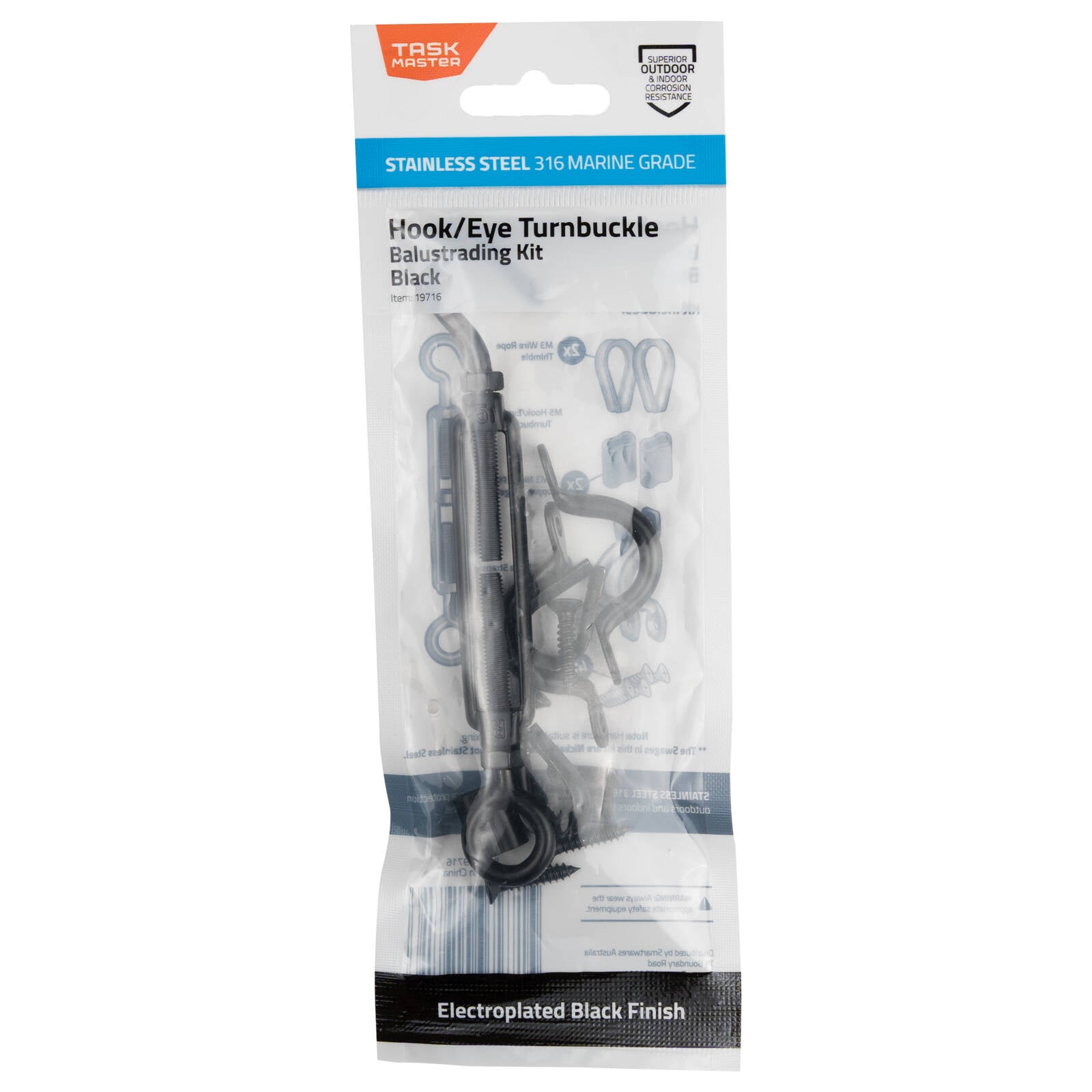 Taskmaster 5mm 316 Stainless Steel Hook/Eye Turnbuckle Balustrade Kit