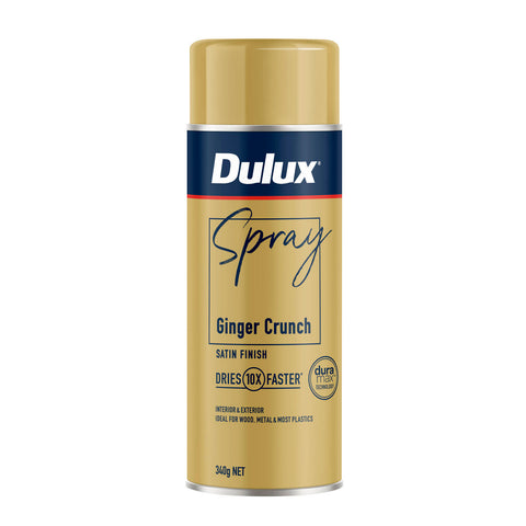 Dulux 340g Ginger Crunch Satin Finish Spray Paint, Warm Satin Tone, Indoor & Outdoor