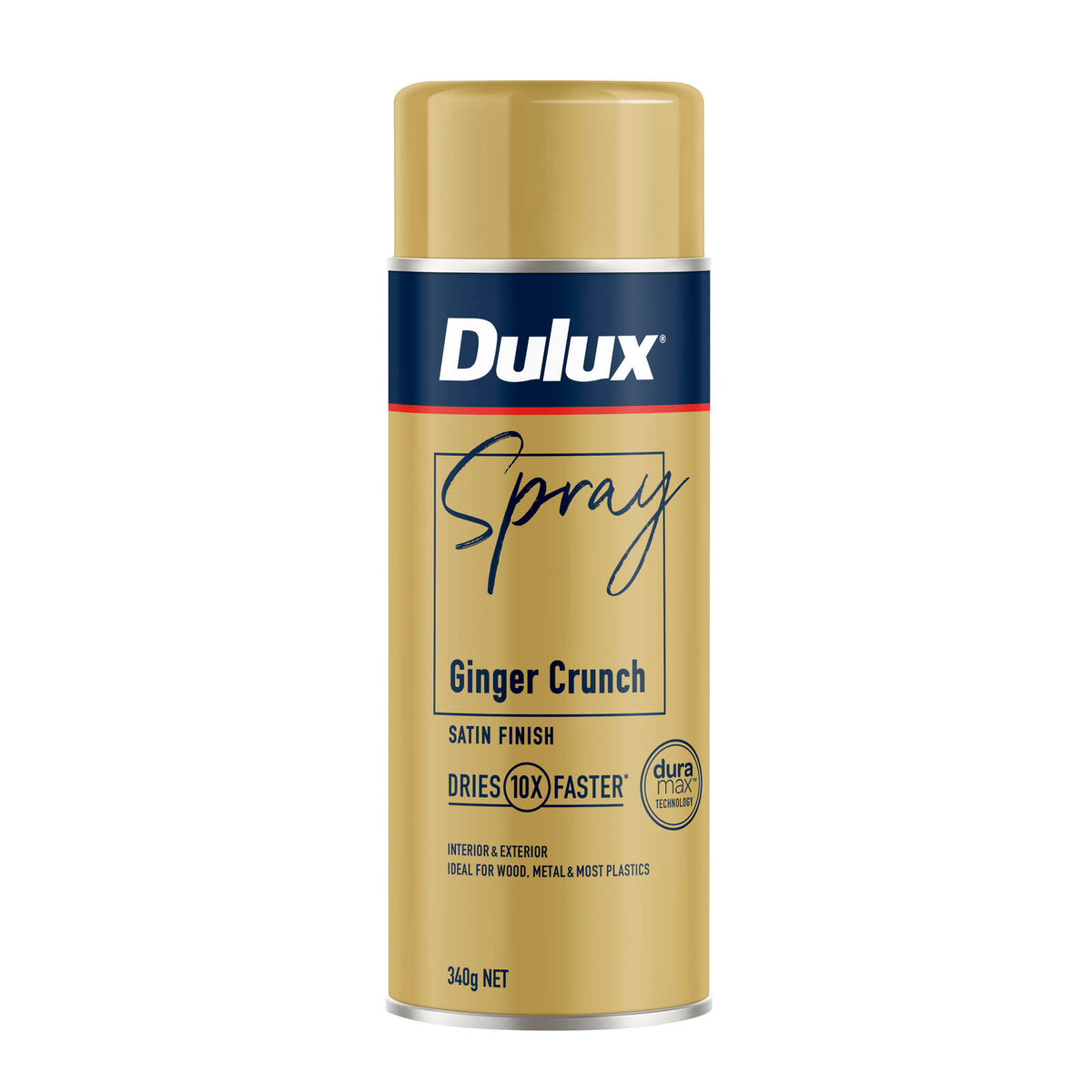 Dulux 340g Ginger Crunch Satin Finish Spray Paint, Warm Satin Tone, Indoor & Outdoor
