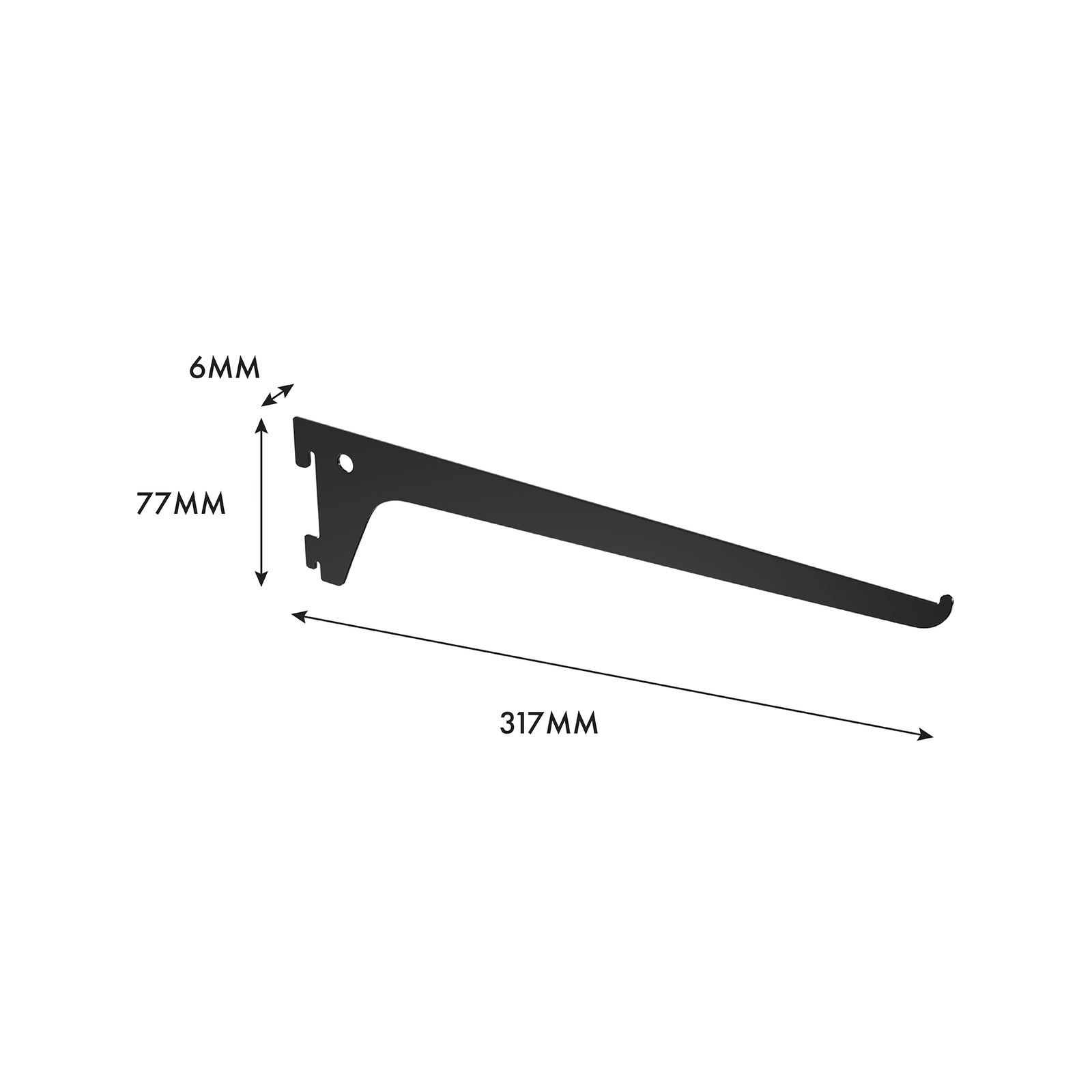 Flexi Storage Home Solutions Single Slot Bracket 300mm Black Steel Shelf Bracket