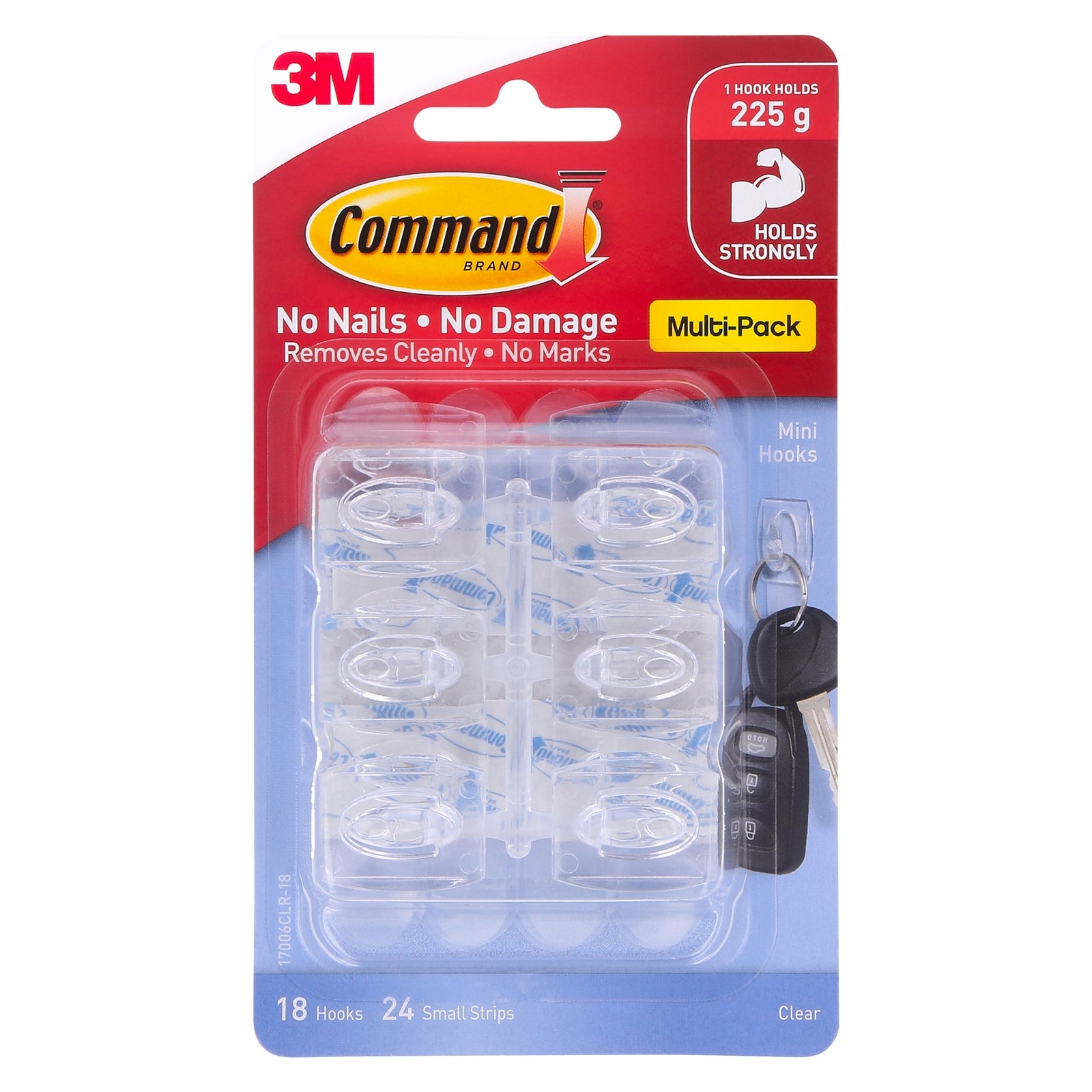 Command Mini Clear Adhesive Hooks Value Pack - 18 Pack, Damage-Free
