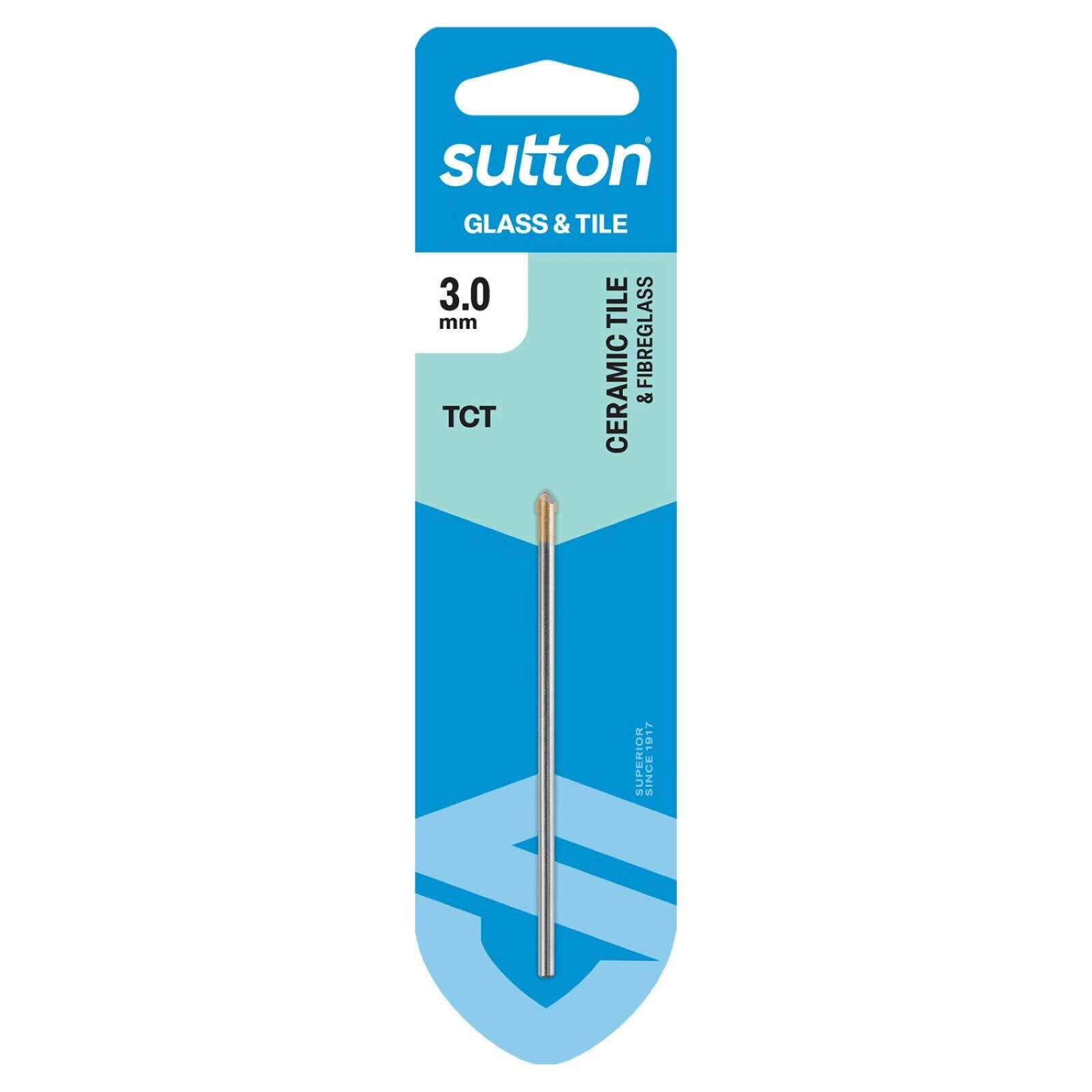 Sutton Tools 3.0mm Glass And Tile Drill Bit - Hex Shank, Spear Point