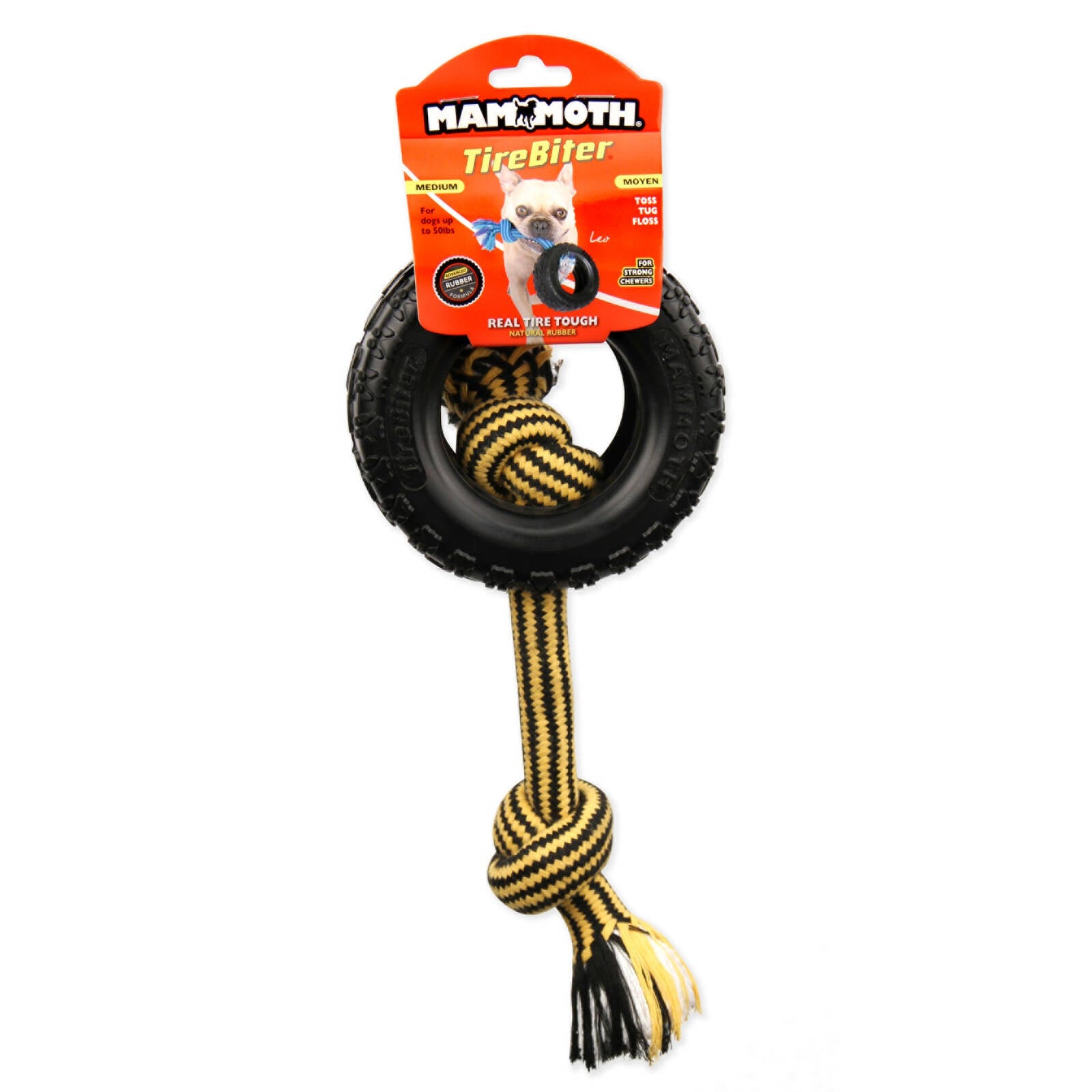 Mammoth Medium Tirebiter Rubber Rope Dog Toy 12cm for Tough Chewers