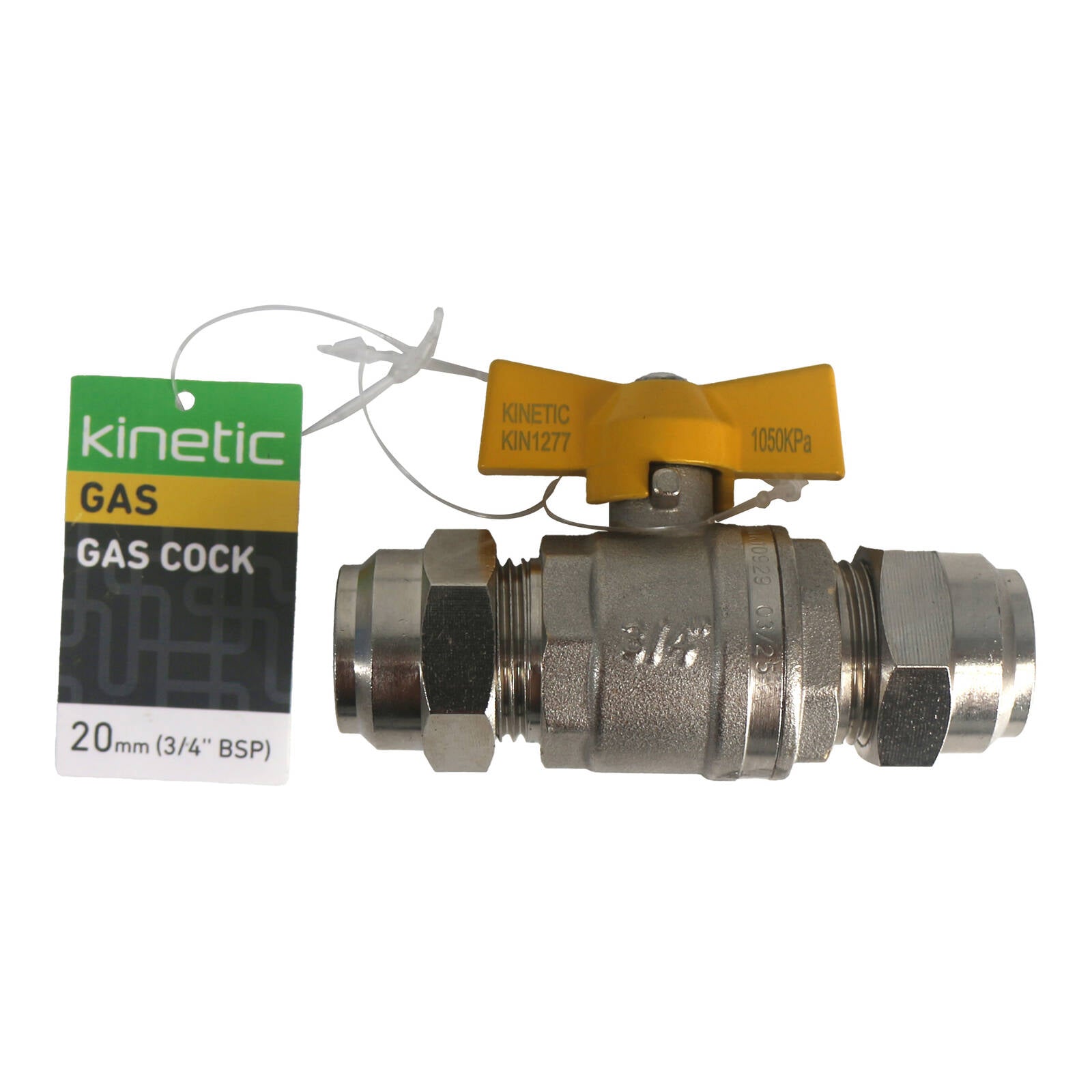 Kinetic 20mm Chrome Gas Cock, Lead Free Brass, Quarter-Turn