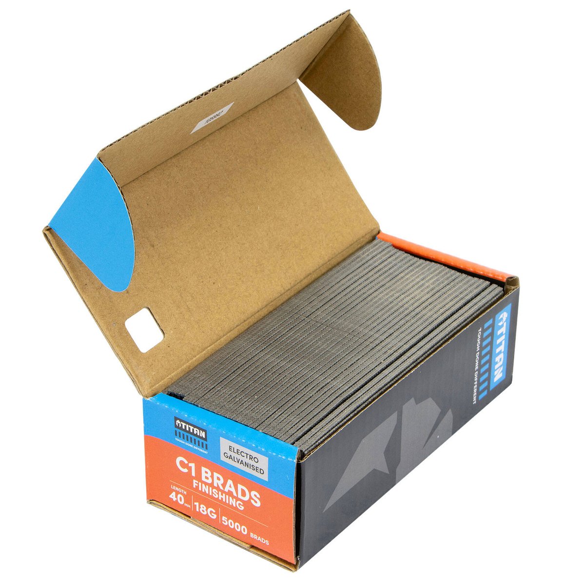 Titan 40 x 1.25mm Electro Galvanised Straight Collated C1 Brads - 5000 Pack