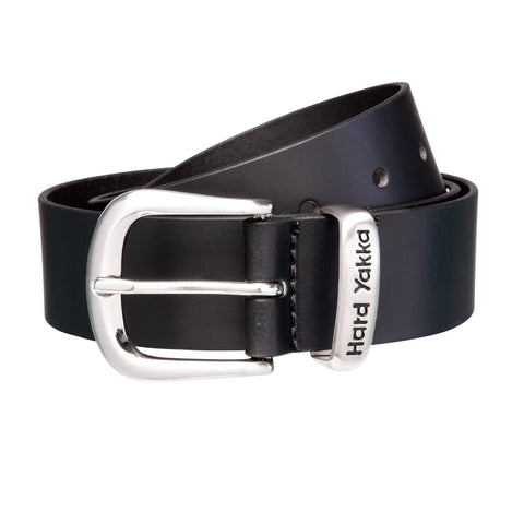 Hard Yakka Crazyhorse Leather Belt with Brass Buckle Black Size 92