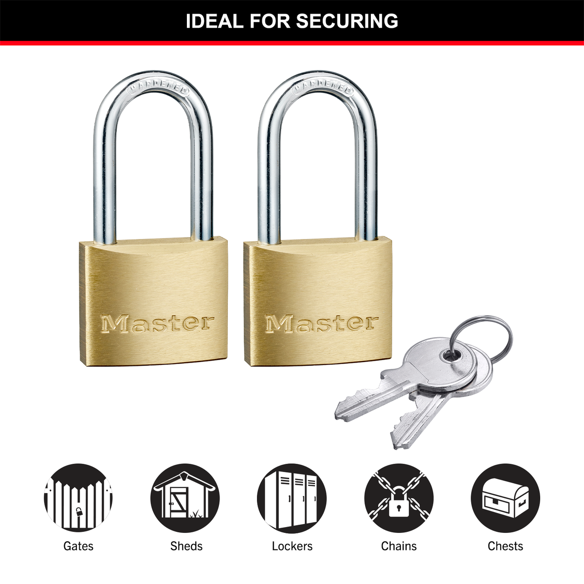 Master Lock 40mm Long Shackle Brass Padlock 2 Pack 1902TLFAU