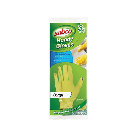 Sabco Latex Handy Gloves - Large - 3 Pairs - Cotton Lined - Non Slip - SuperSaverAU - view 1