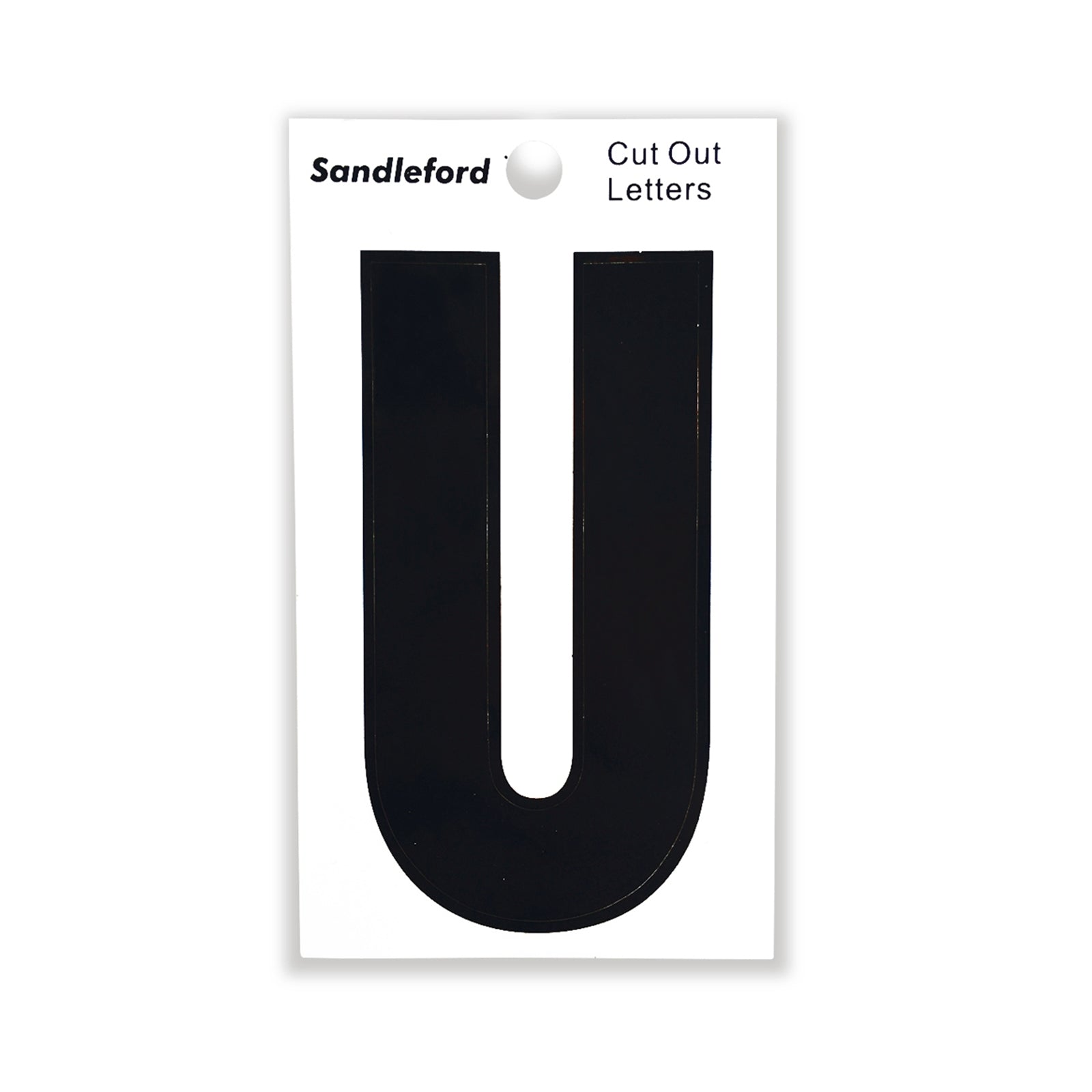 Sandleford 85mm Black Cut Out Self Adhesive House Letter U, Weather Resistant Polycarbonate