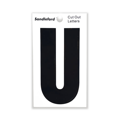 Sandleford 85mm Black Cut Out Self Adhesive House Letter U, Weather Resistant Polycarbonate