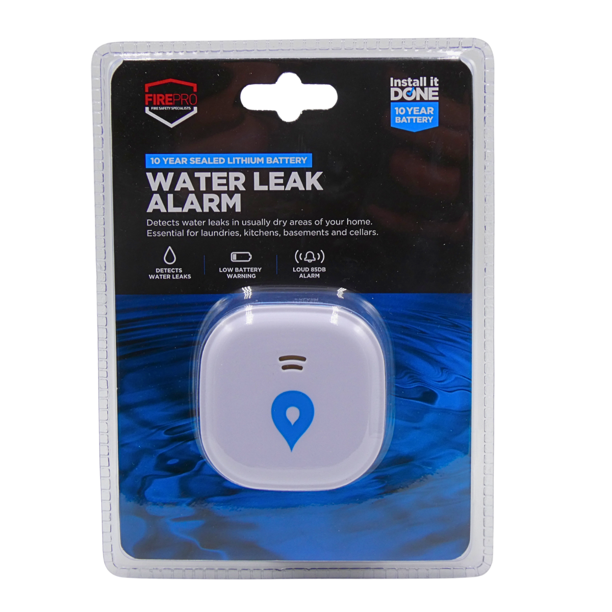 FirePro 10 Year Sealed Lithium Battery Water Leak Alarm, 85dB