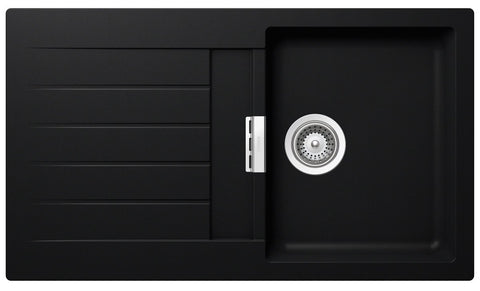 Abey Schock Puro Signus single sink with left hand drainer - Nano-Granite black - 23L bowl - D100P