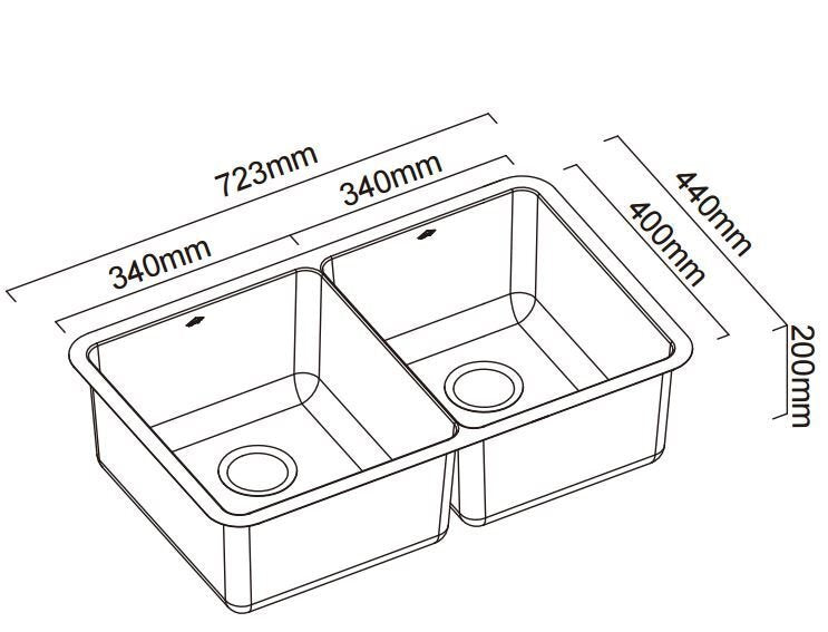 Abey Lucia Double Bowl Sink - SUS304 Stainless Steel - Satin Mirror Finish - 25 Year Warranty - LUA200