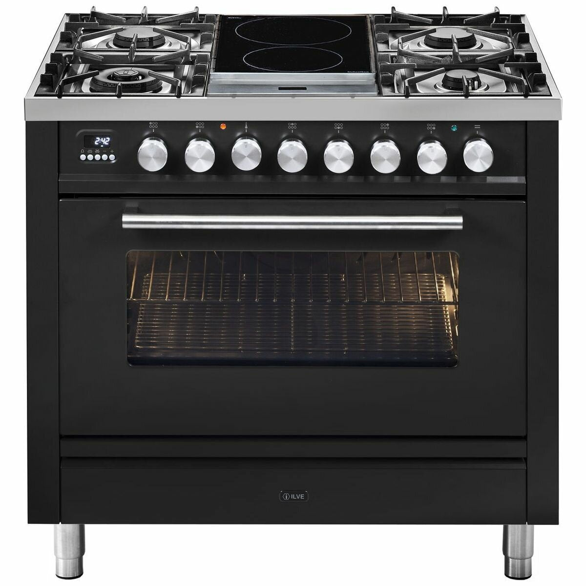 ILVE Professional Plus 90cm Gas and Induction Freestanding Oven 97L - Matte Graphite - P09IDWE3MG