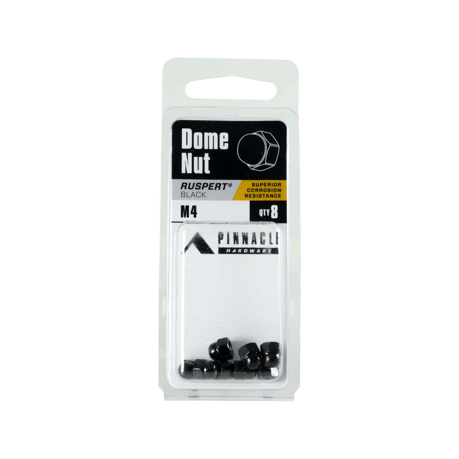 Pinnacle M4 Black Ruspert Dome Nut 8 Pack Corrosion-Resistant Fastener