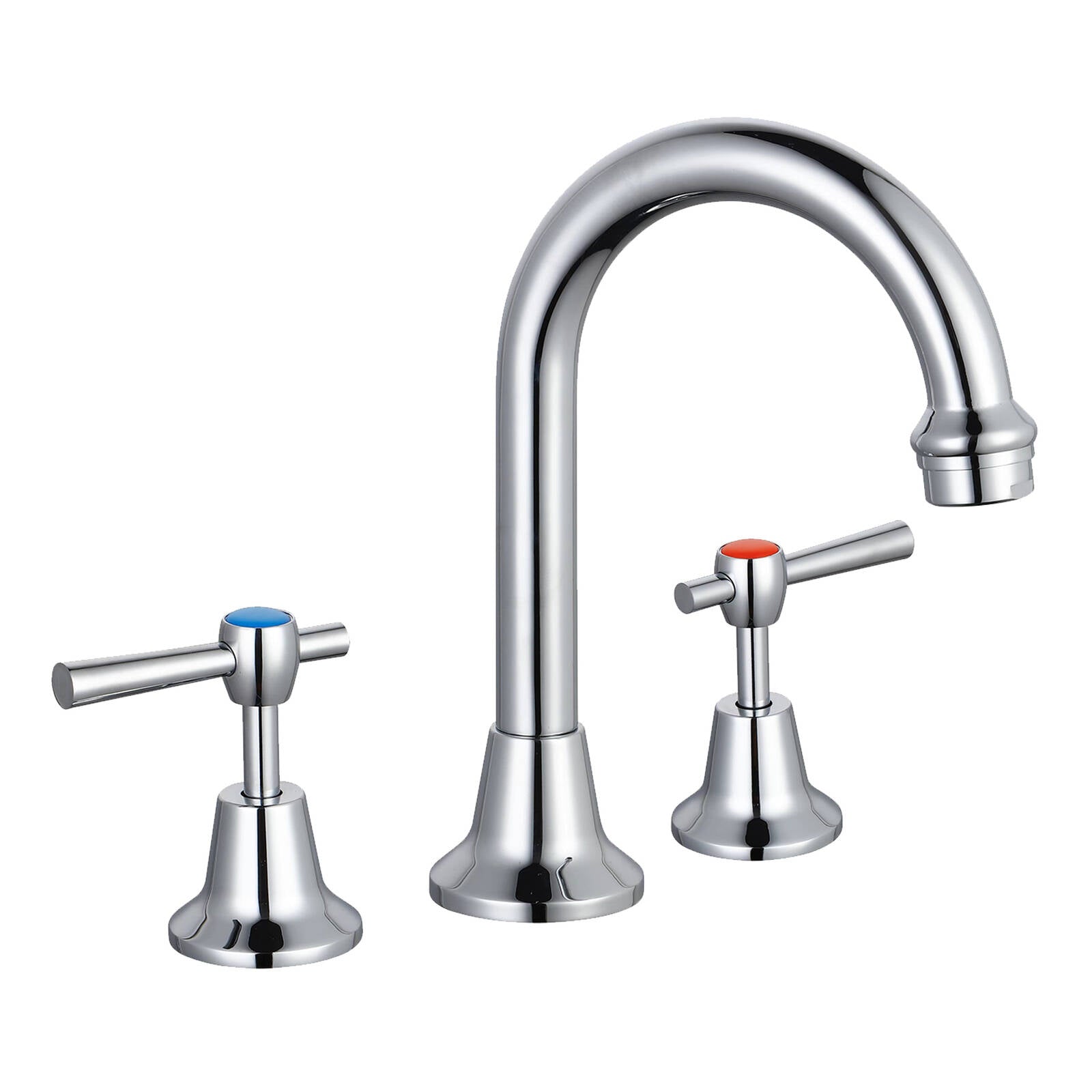Evekare Chrome 1/4 Turn Pin Lever Basin Set with Red/Blue Indicators, 7.5L/min, 4 Star WELS