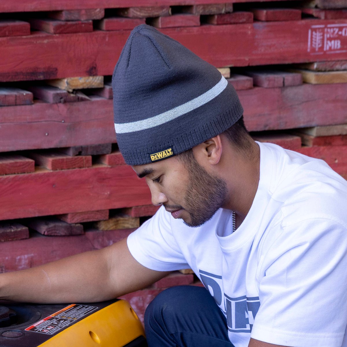 Dewalt Black Reflective Beanie - 100% Acrylic - One Size Fits Most - Warmth & Visibility - SuperSaverAU - view 4