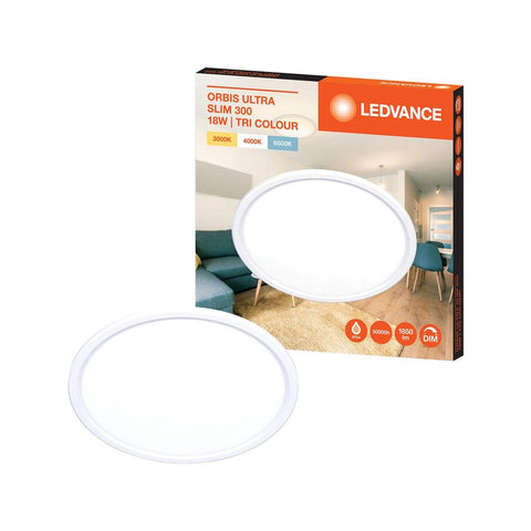 Ledvance 18W Ultra Slim Oyster Ceiling Light 230mm - Tri Colour Dimmable - SuperSaverAU - view 1