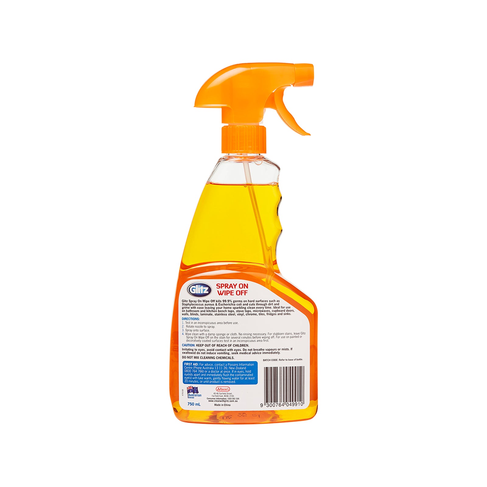 Glitz 750ml Spray On Wipe Off Antibacterial Cleaner