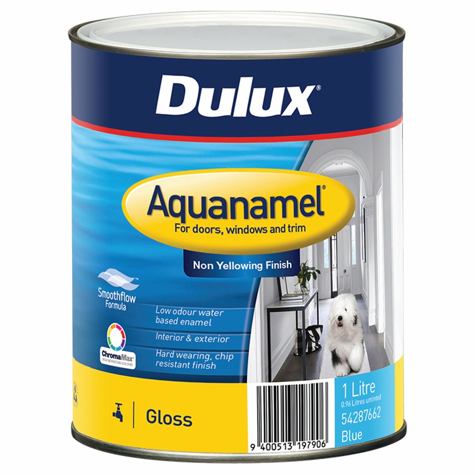 Dulux 1L Aquanamel Gloss Enamel Paint Blue Indoor Outdoor