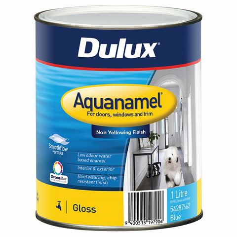 Dulux 1L Aquanamel Gloss Enamel Paint Blue Indoor Outdoor