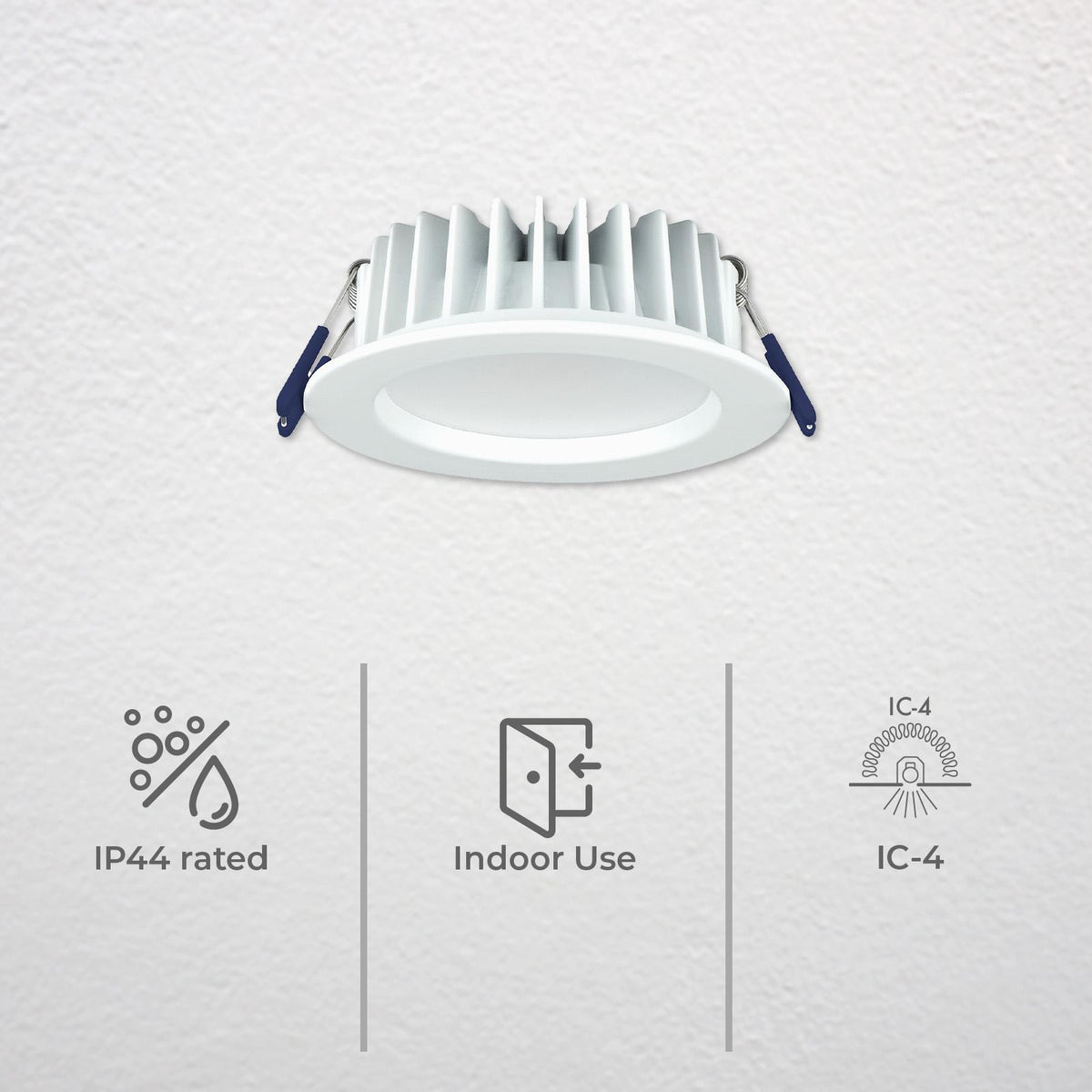 Deta 9W IP44 240V Tri-Colour Dimmable LED Downlight - White Aluminium