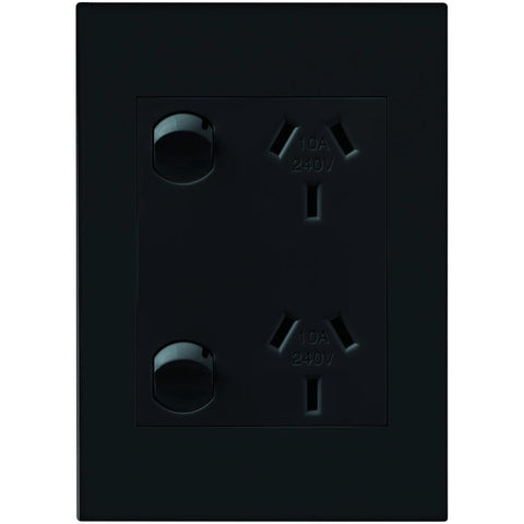 HPM Vivo Vertical Double Powerpoint 2 Gang 85mm x 118mm Grey - Indoor Use - SuperSaverAU - view 1