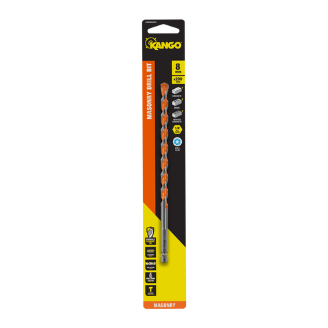 Kango 8 x 200mm Masonry Drill Bit, 1/4" Hex for Concrete & Brick