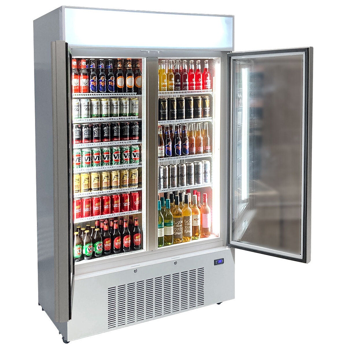 Schmick 825L Two Door Glass Door Beverage Refrigerator - White, Single Zone, 7 Star Rating - HUS-C10