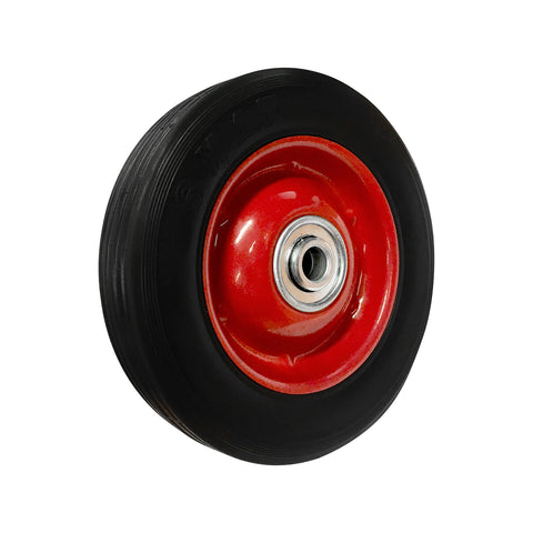 Easyroll 150mm Black Rubber Tyre with Red Metal Centre, Solid, 50kg Load