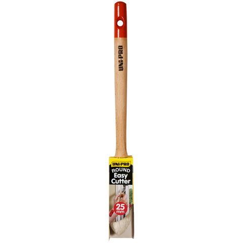 Uni-Pro 25mm Easy Cutter Paint Brush Round Timber Handle Stainless Ferrule