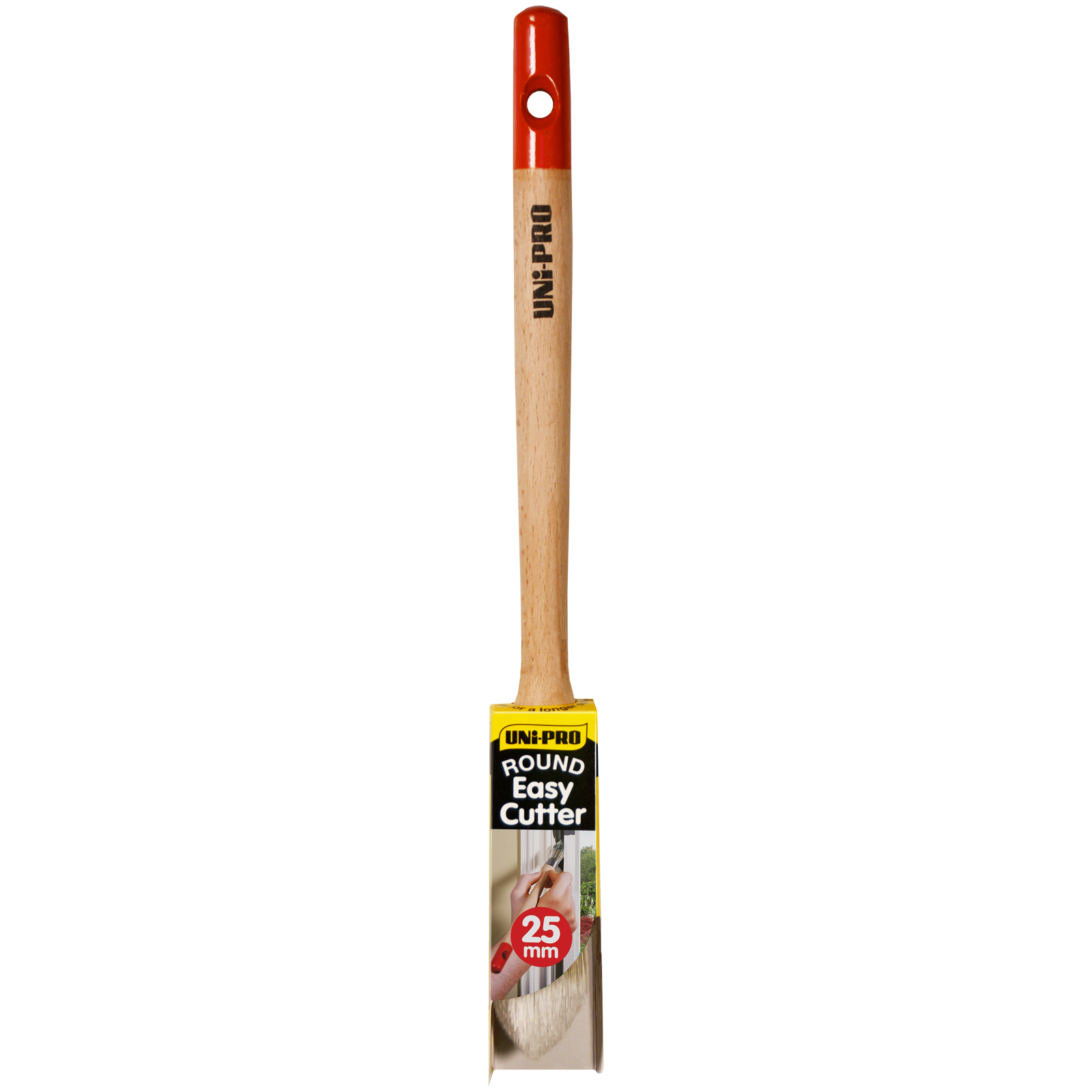 Uni-Pro 25mm Easy Cutter Paint Brush Round Timber Handle Stainless Ferrule