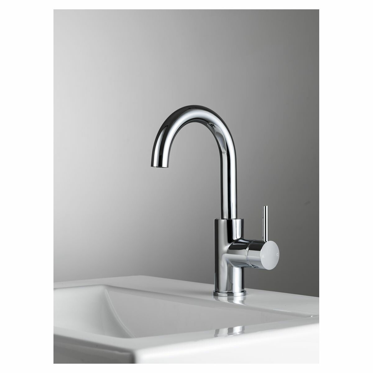 Rogerseller Tonic Gooseneck Basin Mixer - Chrome Finish - 285mm High - 5 Year Warranty - 3606013601