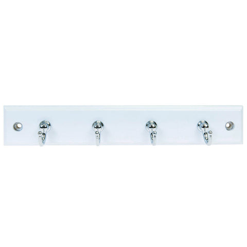 Mode Perma 240mm White MDF Key Rack 4 Chrome Hooks