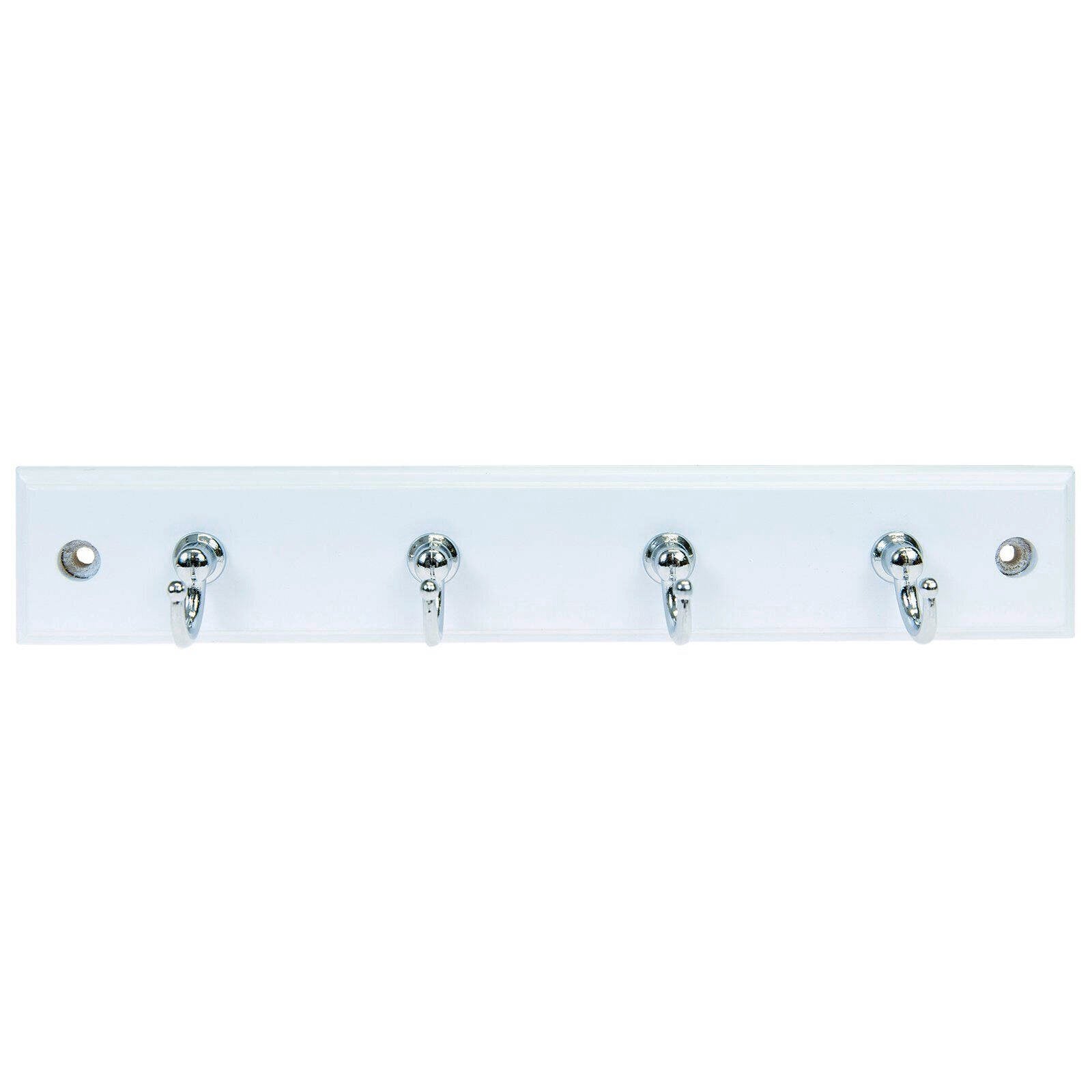 Mode Perma 240mm White MDF Key Rack 4 Chrome Hooks
