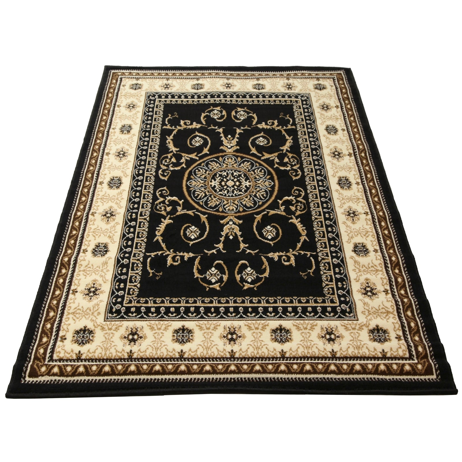 The Estate Collection Antalya Classical Rug 160 x 225cm, Black BCF Polypropylene Stain Resistant