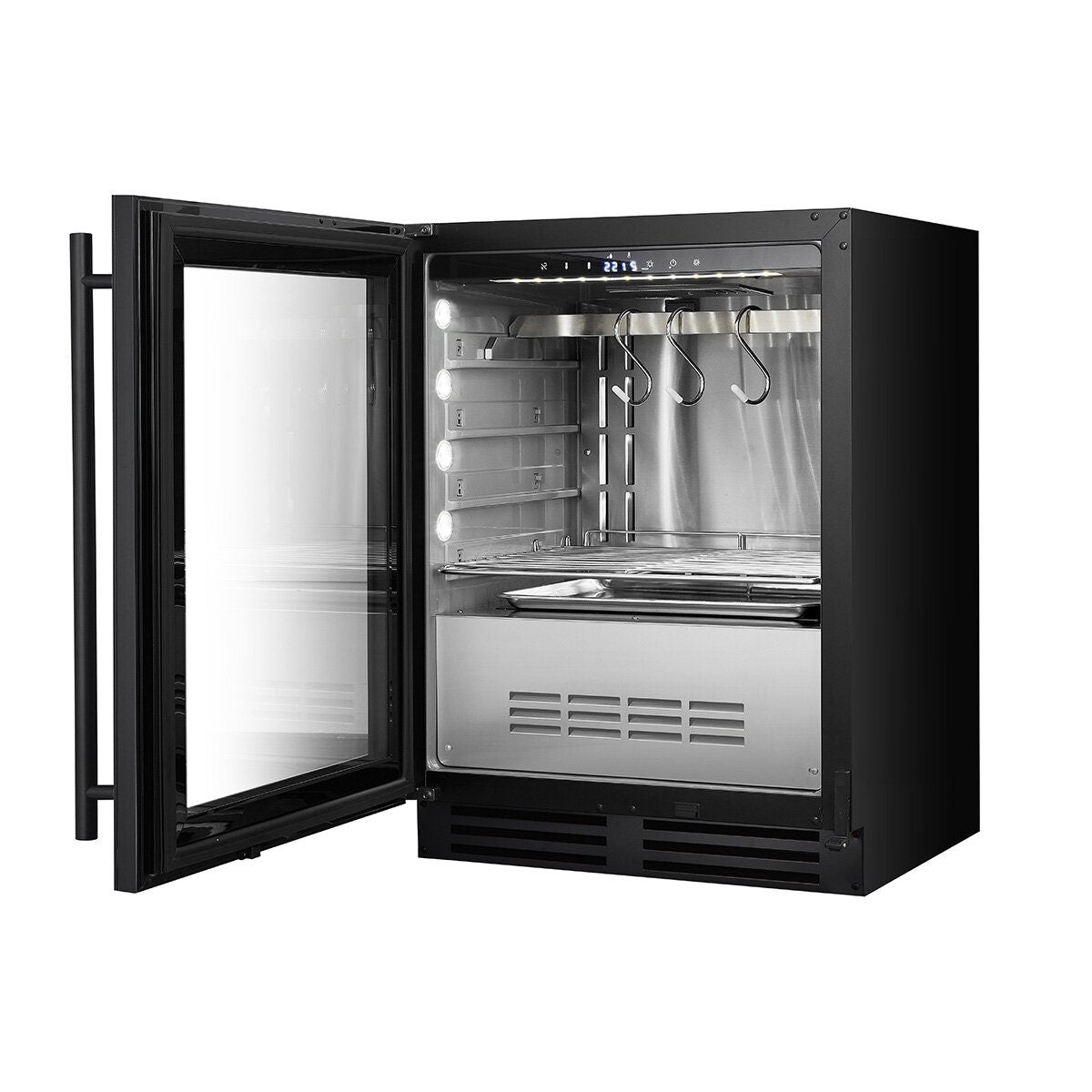 KingsBottle 98L Under Counter Steak and Meat Ager - Black, Left Hinge, Glass Door - KB50SA-FG-LHH