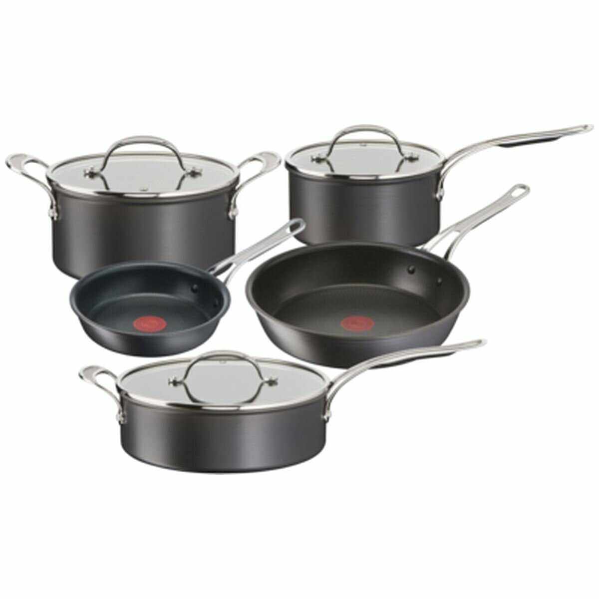 Tefal Jamie Oliver Cook's Classics 5 piece hard anodised induction cookware set - black - H912S517