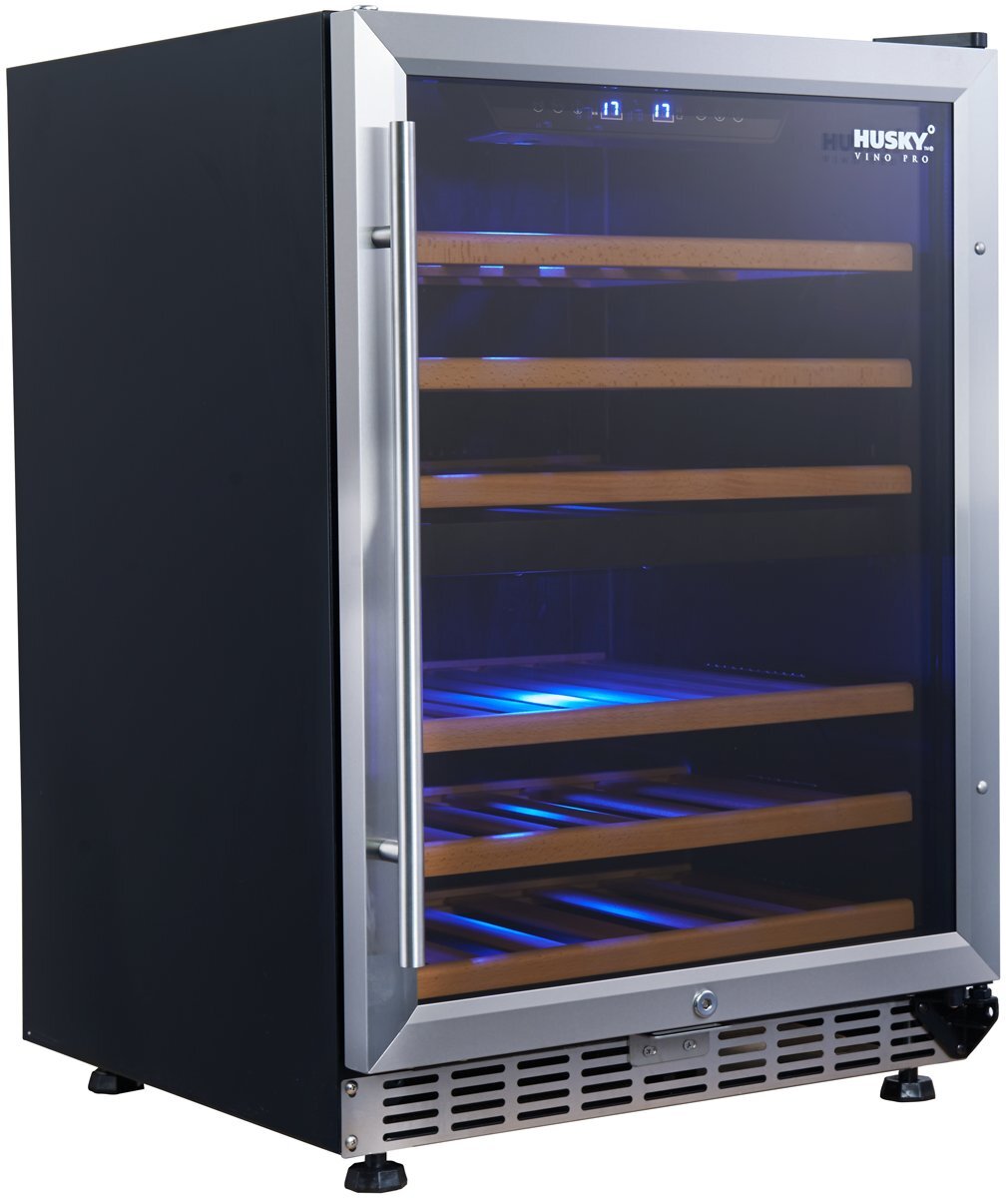 Husky 44 Bottle Dual Zone Wine Cabinet - Stainless Steel, Lockable, Anti-Vibration - HUS-WC54D-ZY