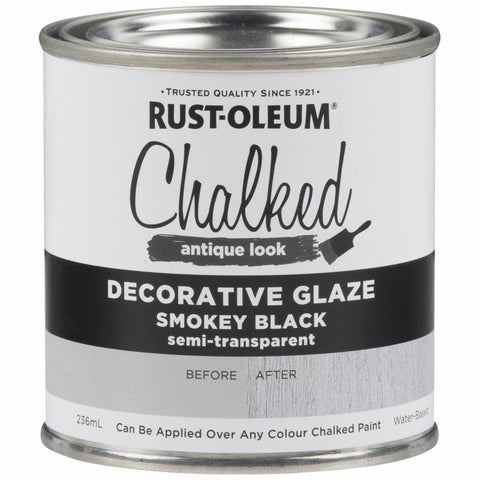 Rust-Oleum Smokey Black Chalked Decorative Glaze Paint 236ml Easy Apply - SuperSaverAU - view 1