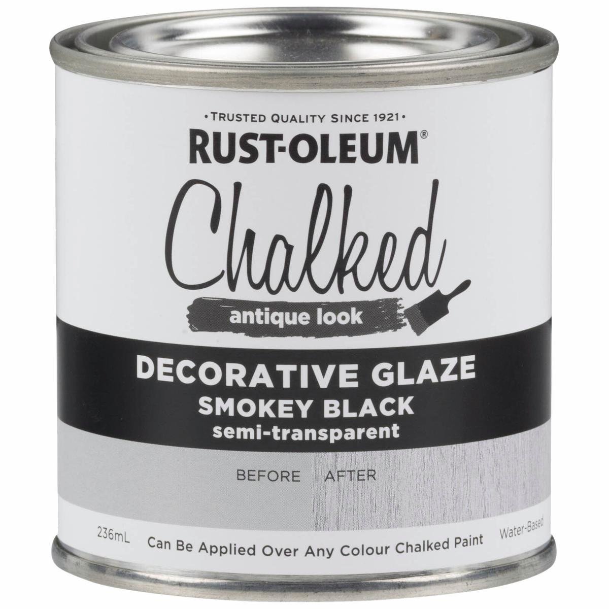 Rust-Oleum Smokey Black Chalked Decorative Glaze Paint 236ml Easy Apply - SuperSaverAU - view 1