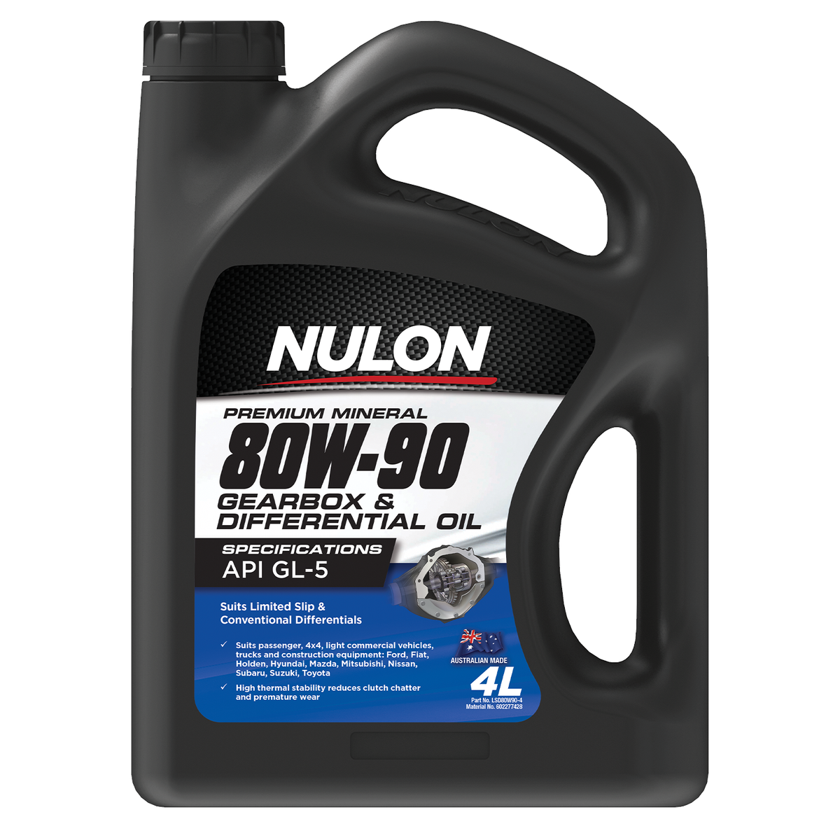 Nulon 80W-90 Manual Gearbox and Differential Oil 4L GL-5 Limited Slip