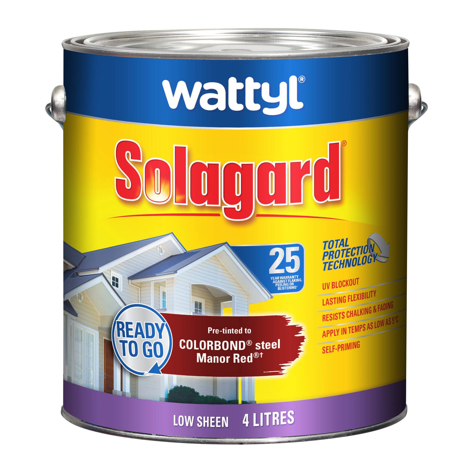 Wattyl Solagard Manor Red Low Sheen Pre-tinted Exterior Paint 4L UV Resistant Outdoor