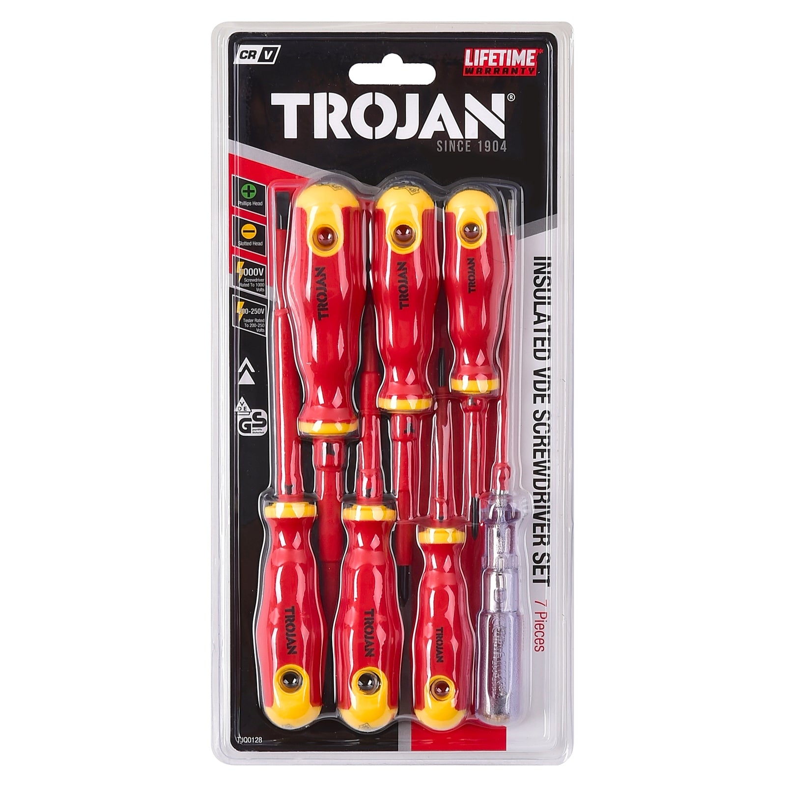 Trojan 7 Piece VDE Insulated Screwdriver Set, CRV