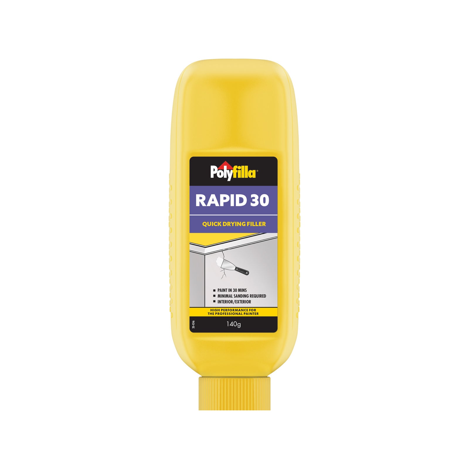 Selleys Poly 140g Rapid 30 Quick Drying Filler, White, Plaster, Sandable, Shrink Resistant