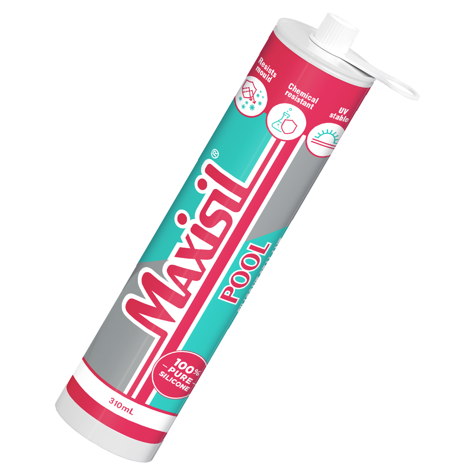 Maxisil P1 White Pool Silicone 310ml Neutral Cure Stain & Mould-Resistant