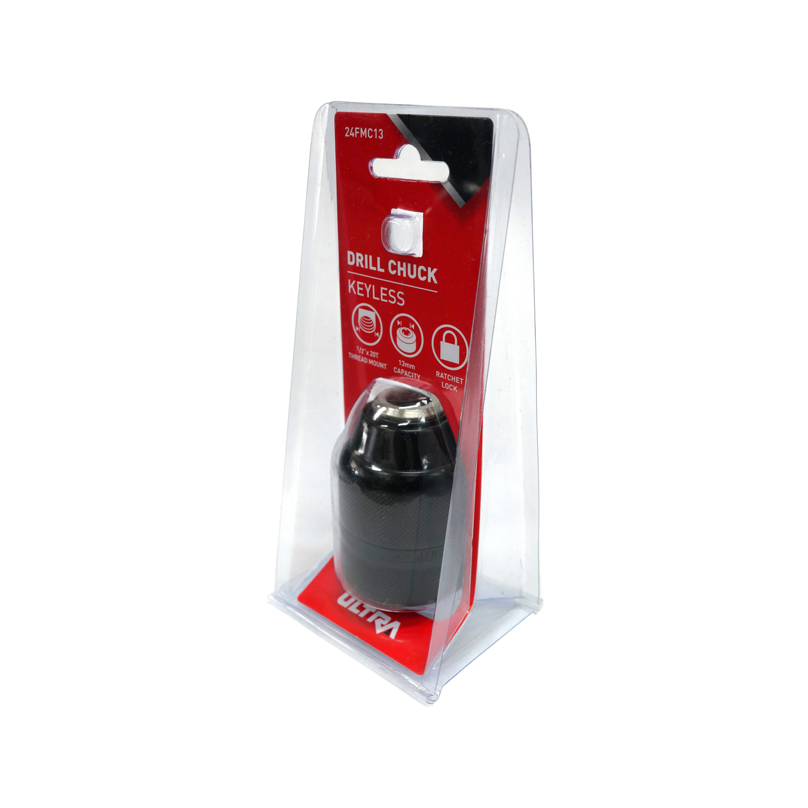 Ultra 13mm Keyless Drill Chuck, Machined Metal, Black Finish